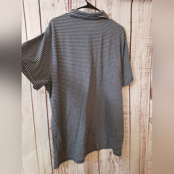 🤍 EUC Blue & Gray Striped Men's Polo Shirt Size 2X - Picture 2 of 5